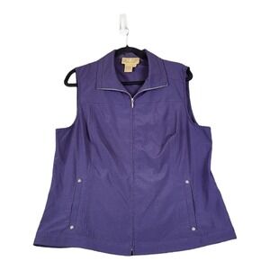 Sleeveless Purple Vest Jacket  Peck & Peck Sz Large Activewear Lightweight Zipup